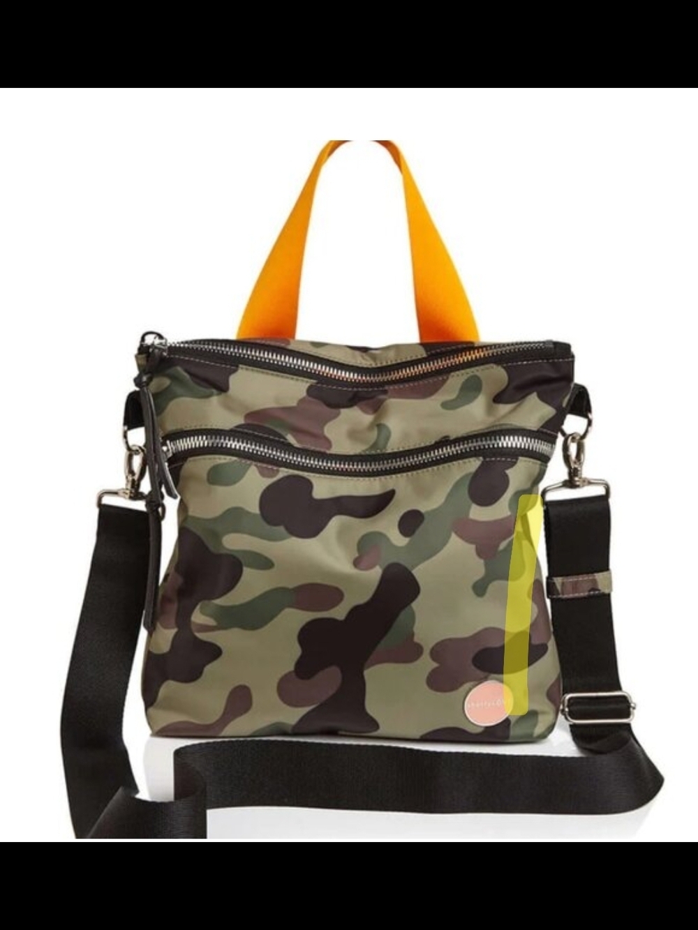 ShortyLOVE Camo Crossbody Bag with Orange Handles - Women's Crossbody